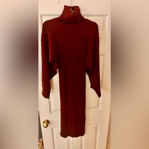 Chic Rust Knit Midi Dress